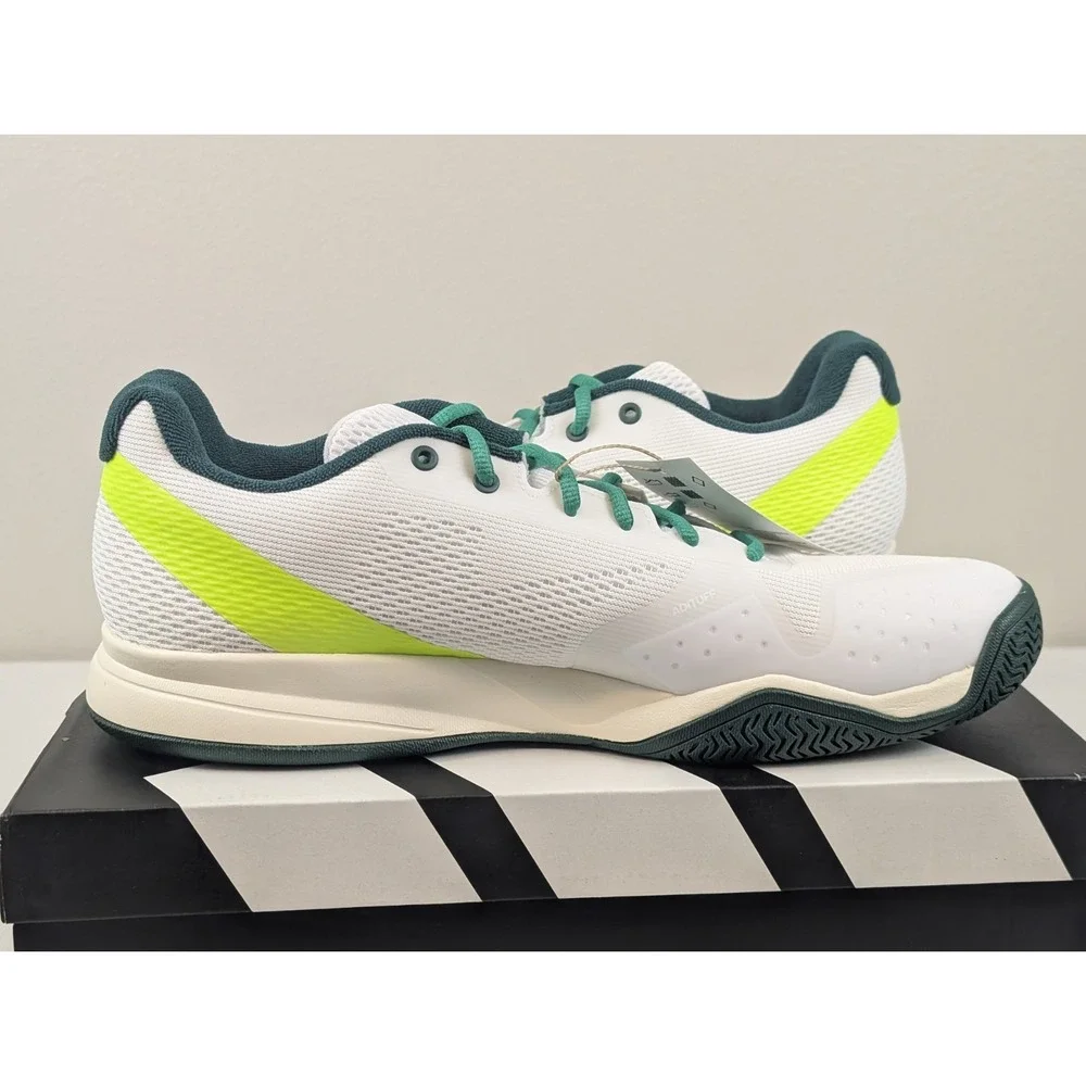 Adidas Courtflash Pickleball Mens 12 Tennis White Green Shoes Sneakers JQ0695